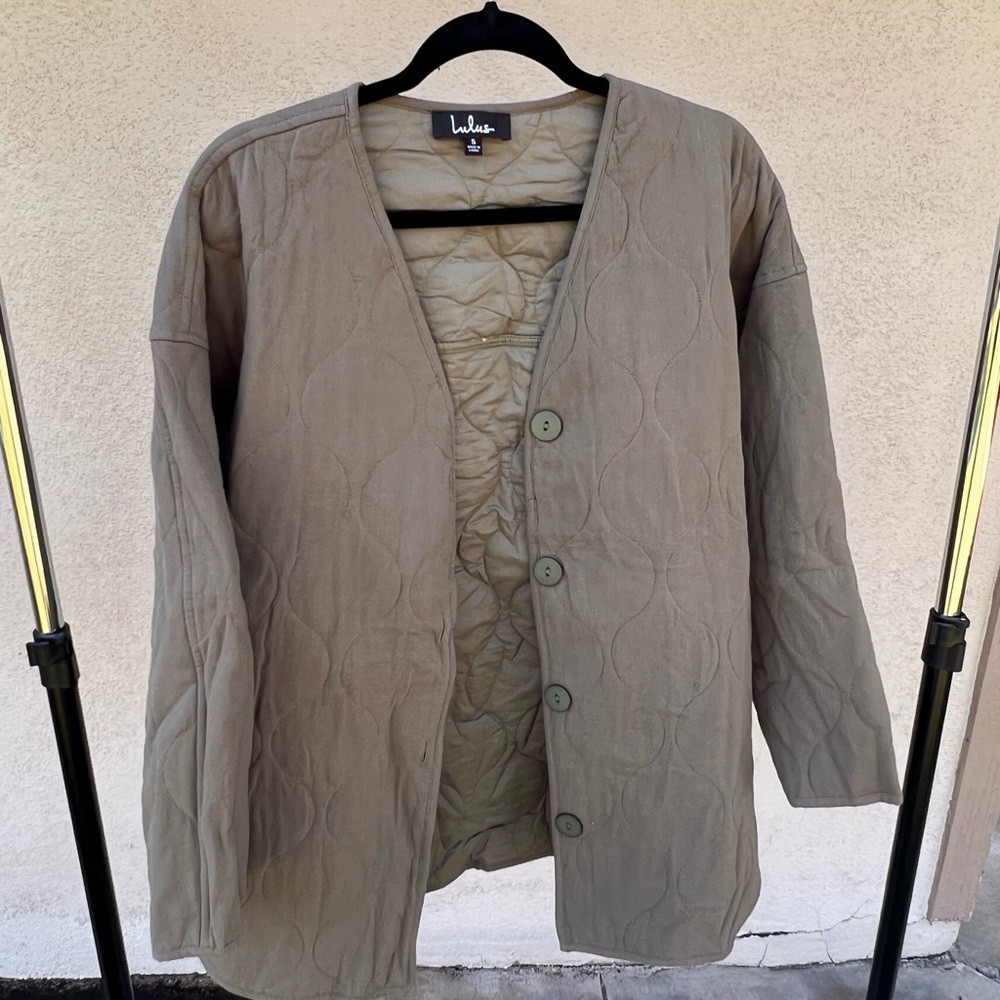 Lulu's Army Green Button Up Quilted Jacket